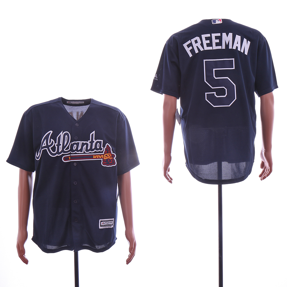 Men Atlanta Braves 5 Freeman Black MLB Jerseys